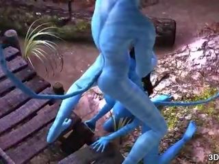 Avatar piękno analny pieprzony przez ogromny niebieski członek